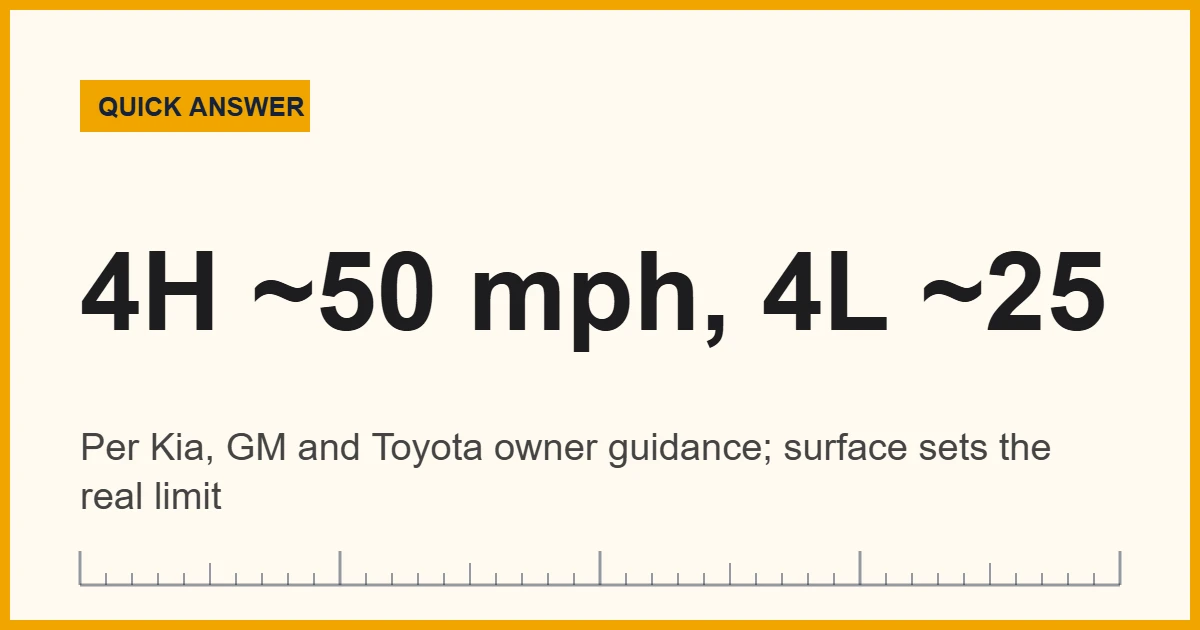 4 High speed guide: 4H up to about 50 mph, 4 Low about 25 mph