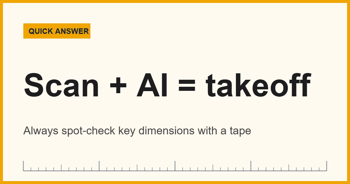 AI construction measurement diagram showing a scan turned into area and length numbers