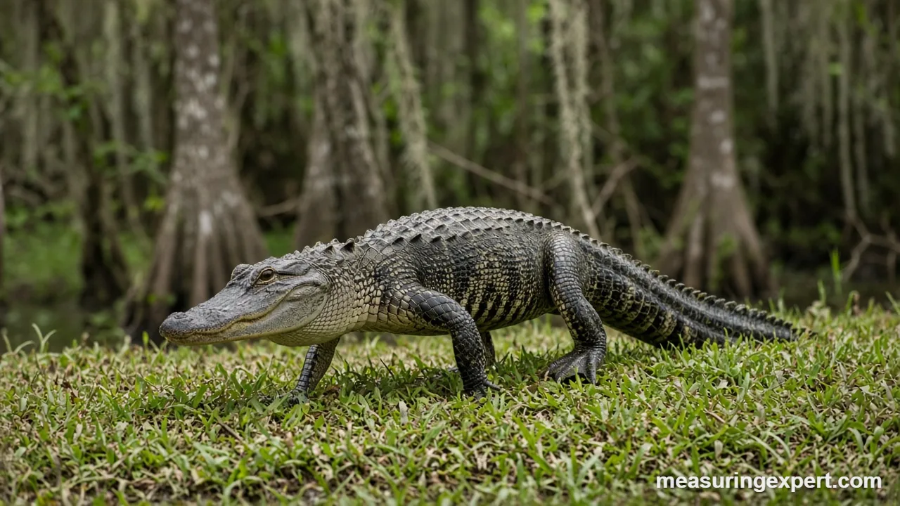 Alligator walking speed on a swamp bank