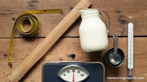 Tape measure, yardstick, milk jug and scale, American units of measurement