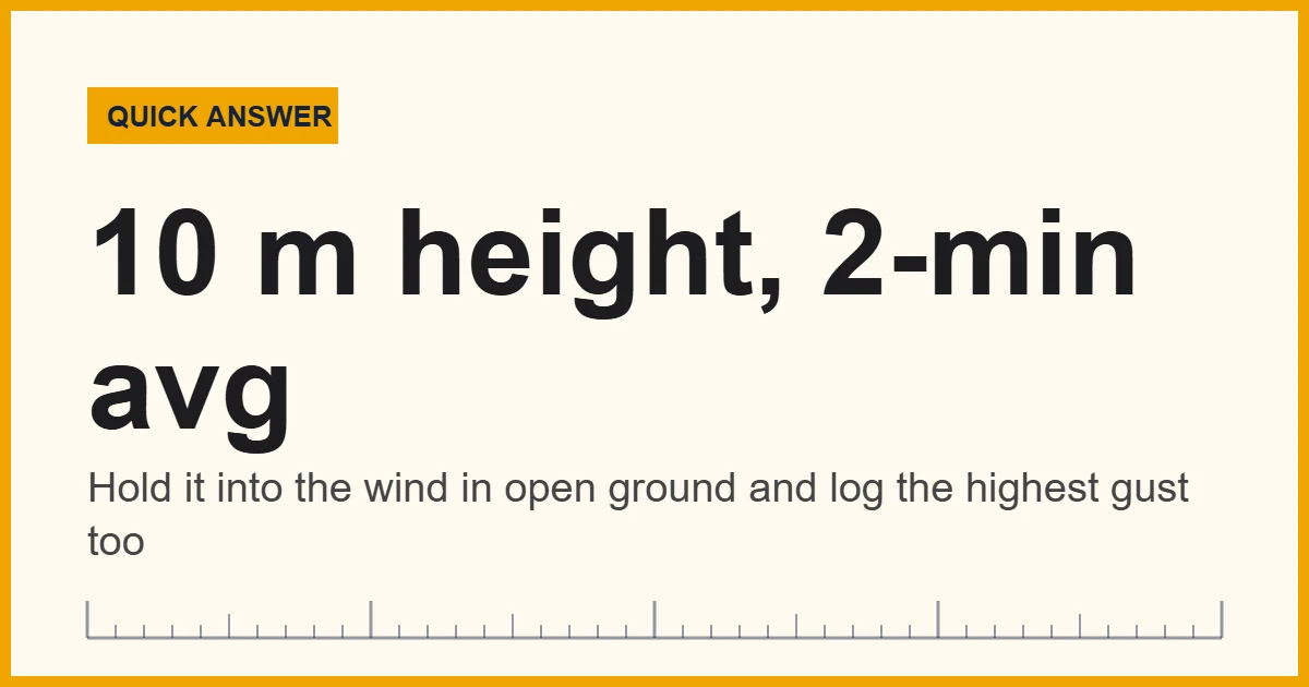 How to use an anemometer: hold it into the wind and average for 2 minutes