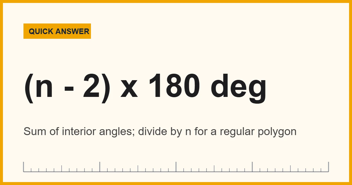 Angles in a polygon: the interior angles add up to (n - 2) x 180 degrees