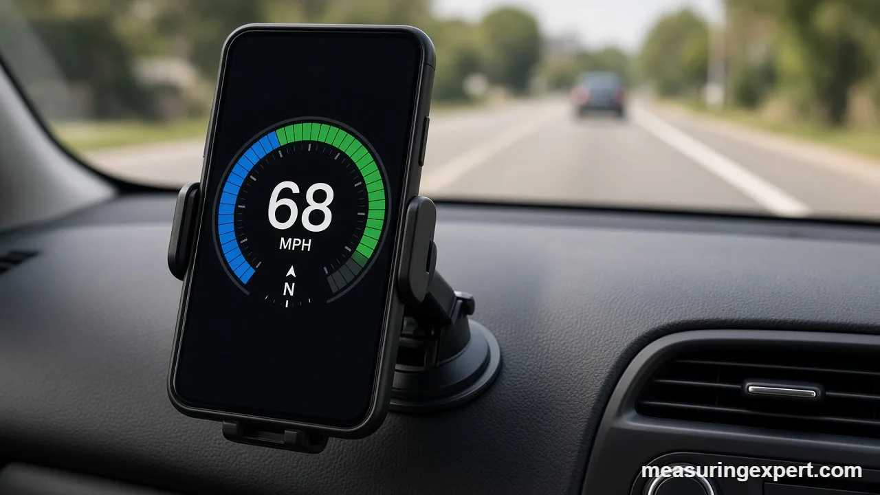 App to measure speed on a phone dashboard mount