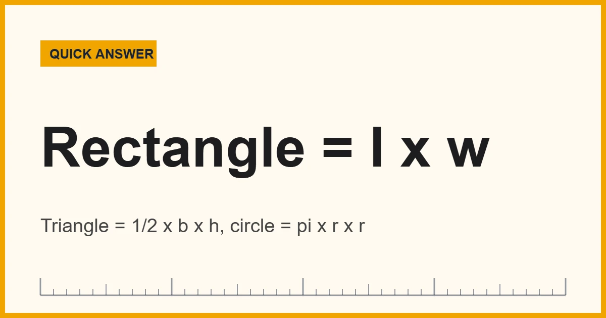 Area of a shape formulas for square, rectangle, triangle and circle