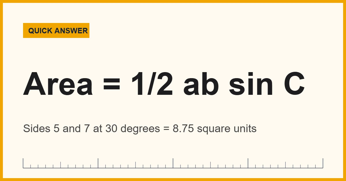 Area of a triangle using angles: Area = 1/2 ab sin C with a worked example