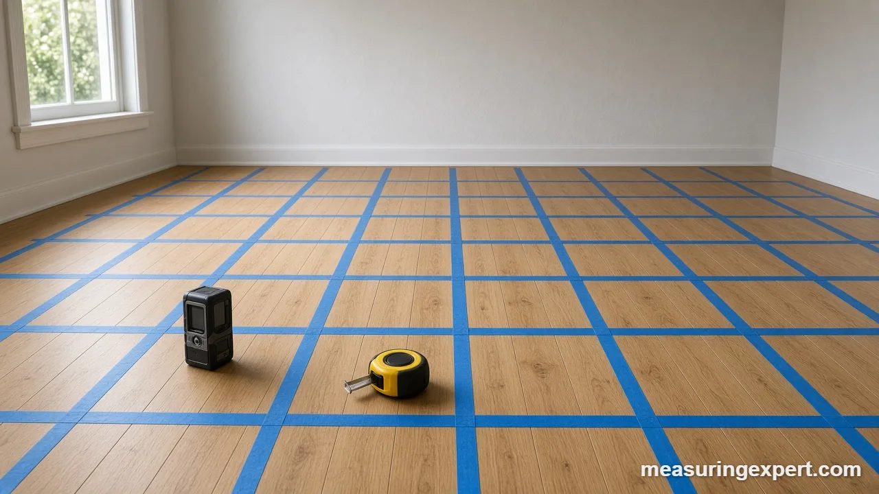Area units: one square meter marked on a floor