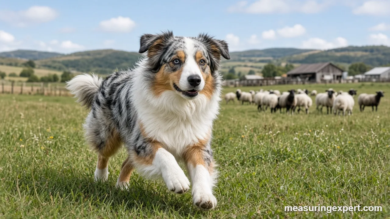 Australian shepherd speed in a pasture