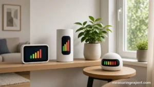Indoor monitors on a shelf for the best air quality monitor guide