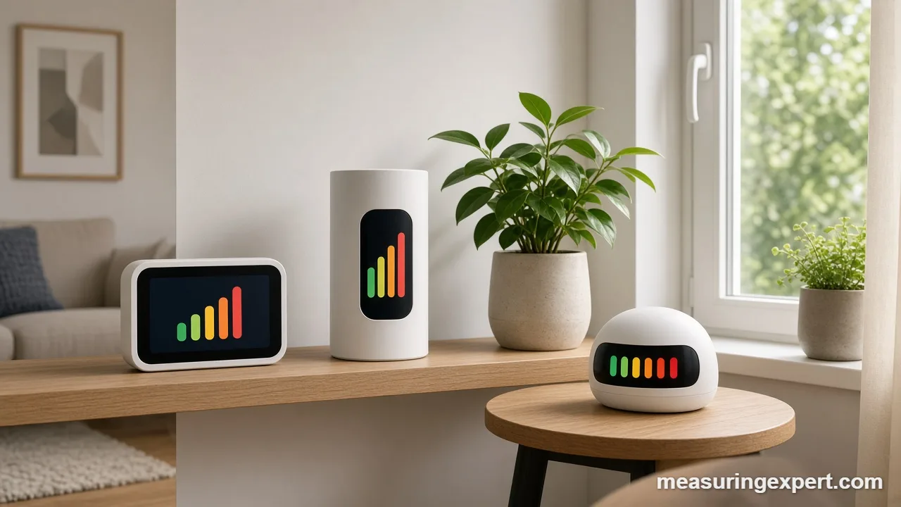 Indoor monitors on a shelf for the best air quality monitor guide