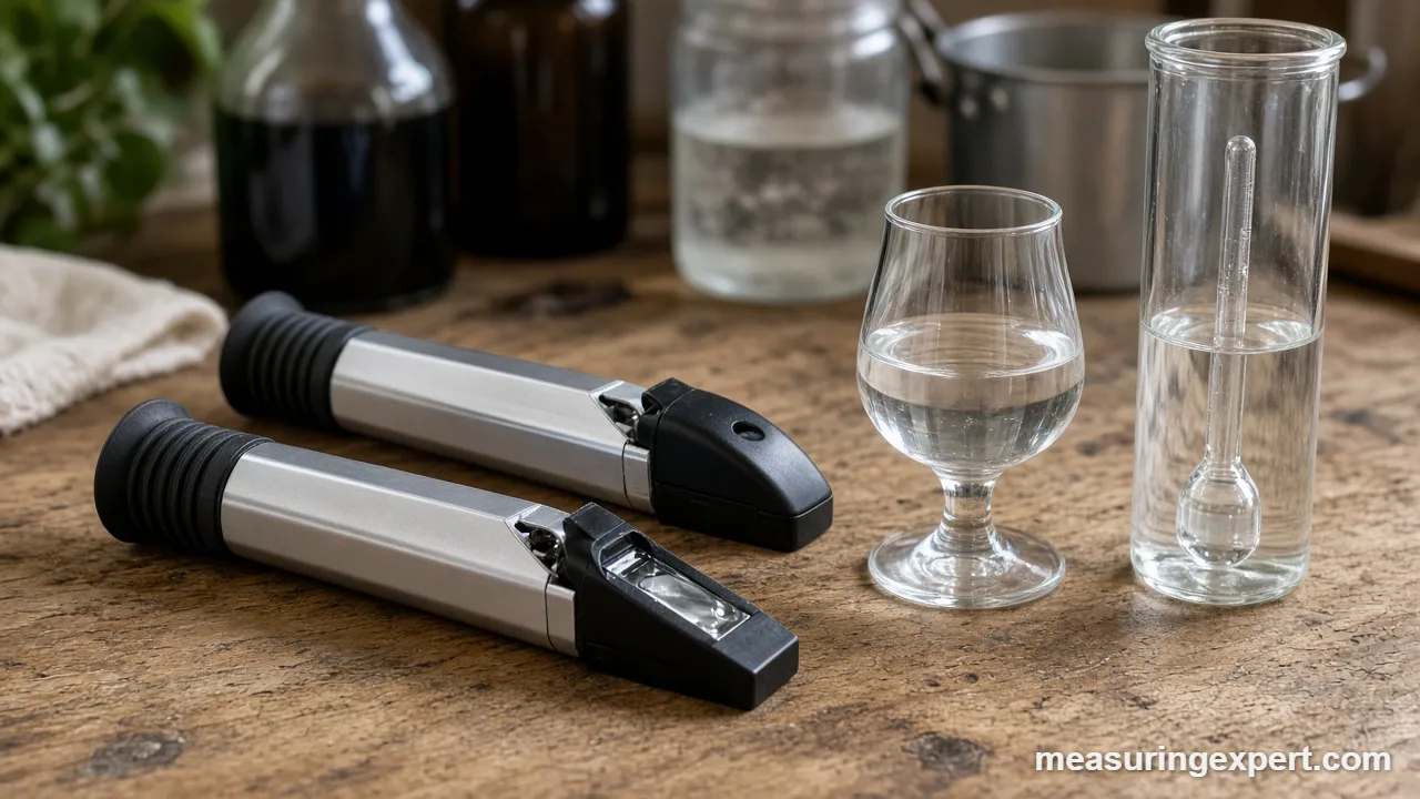 Best alcohol refractometer and hydrometer tools on a workbench