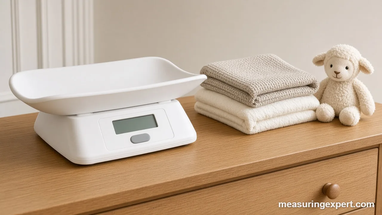 Best baby scale with a curved tray on a nursery dresser