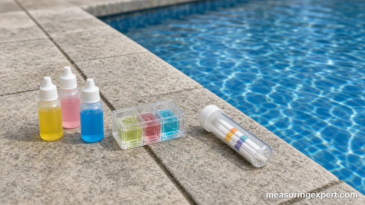 Best chemical tester kits for pool and spa water on a pool deck