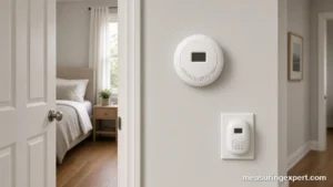 Best CO detector mounted on a hallway wall outside a bedroom
