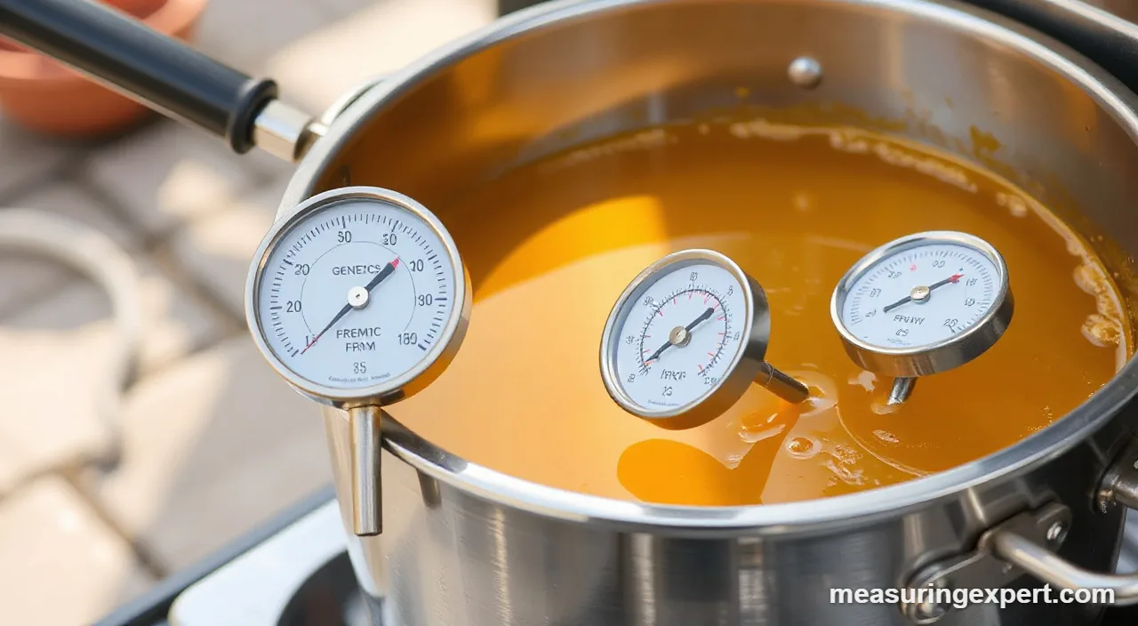 Best deep fry thermometer being tested in boiling water for accuracy