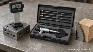 Best depth measuring gauge tools on a machinist workbench