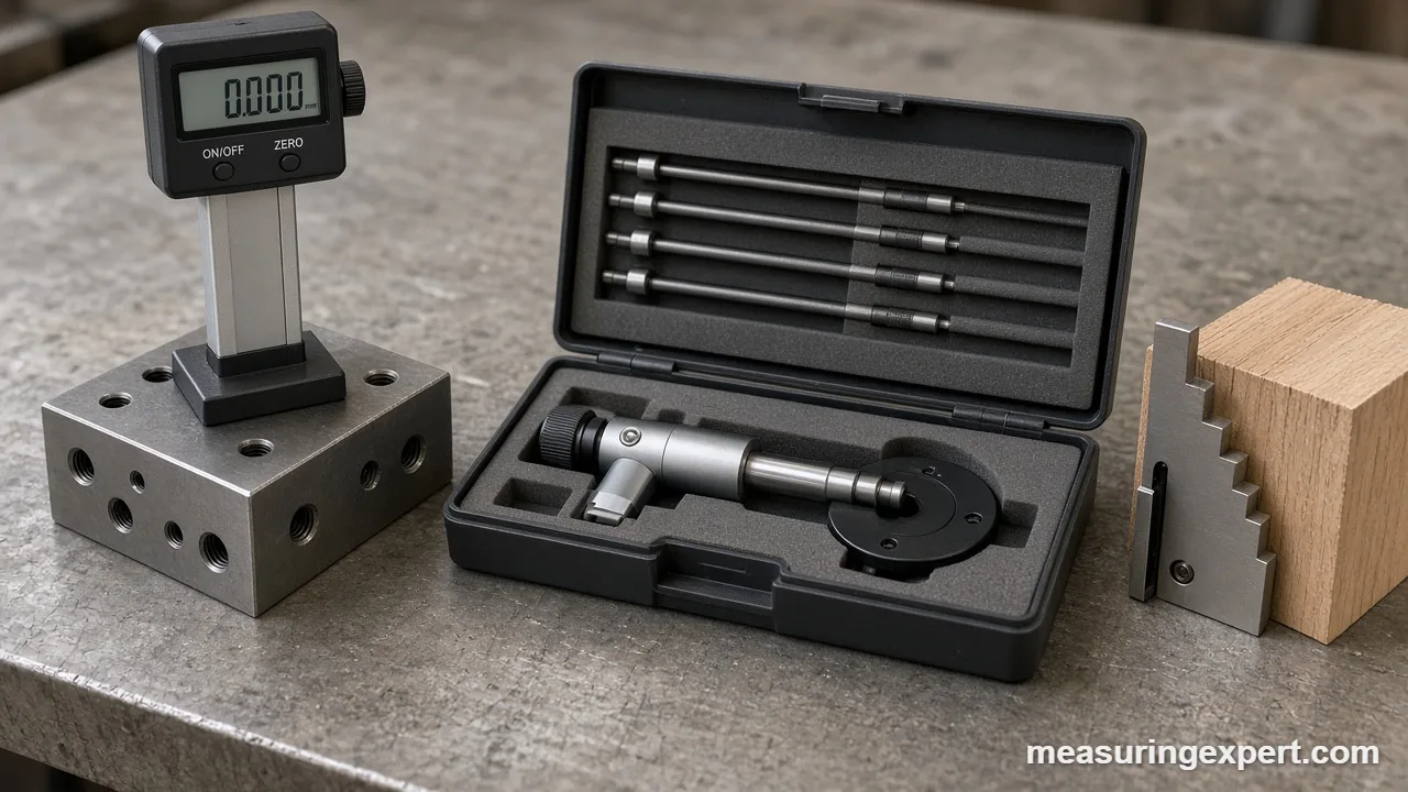 Best depth measuring gauge tools on a machinist workbench