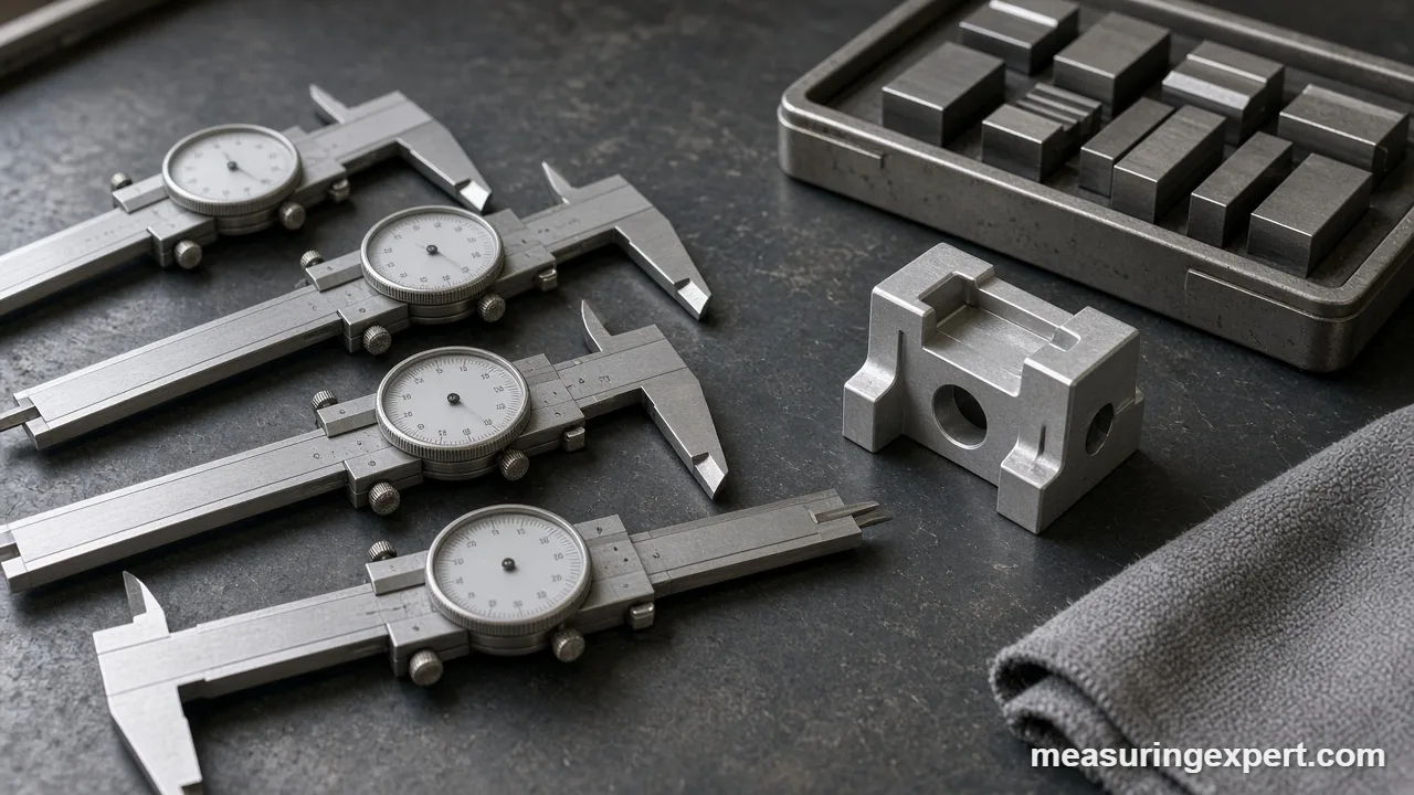 Best dial caliper measuring a machined aluminum part