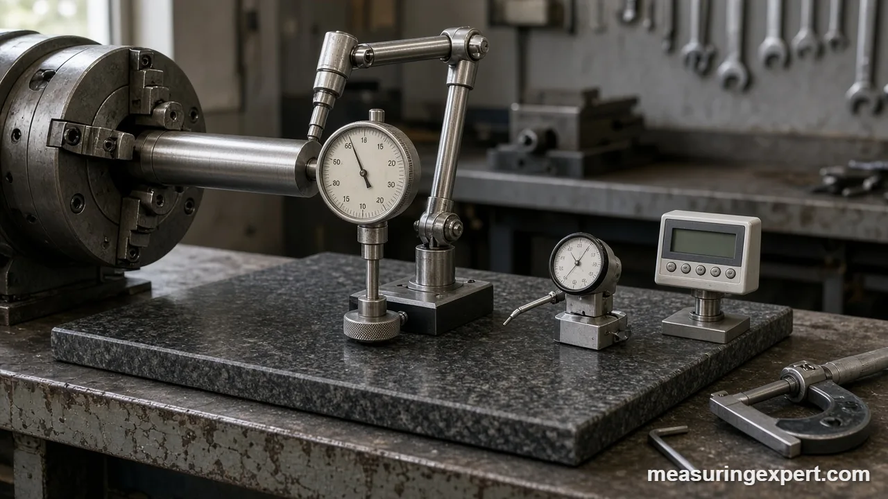 Best dial indicator mounted square to a rotating steel part to measure runout