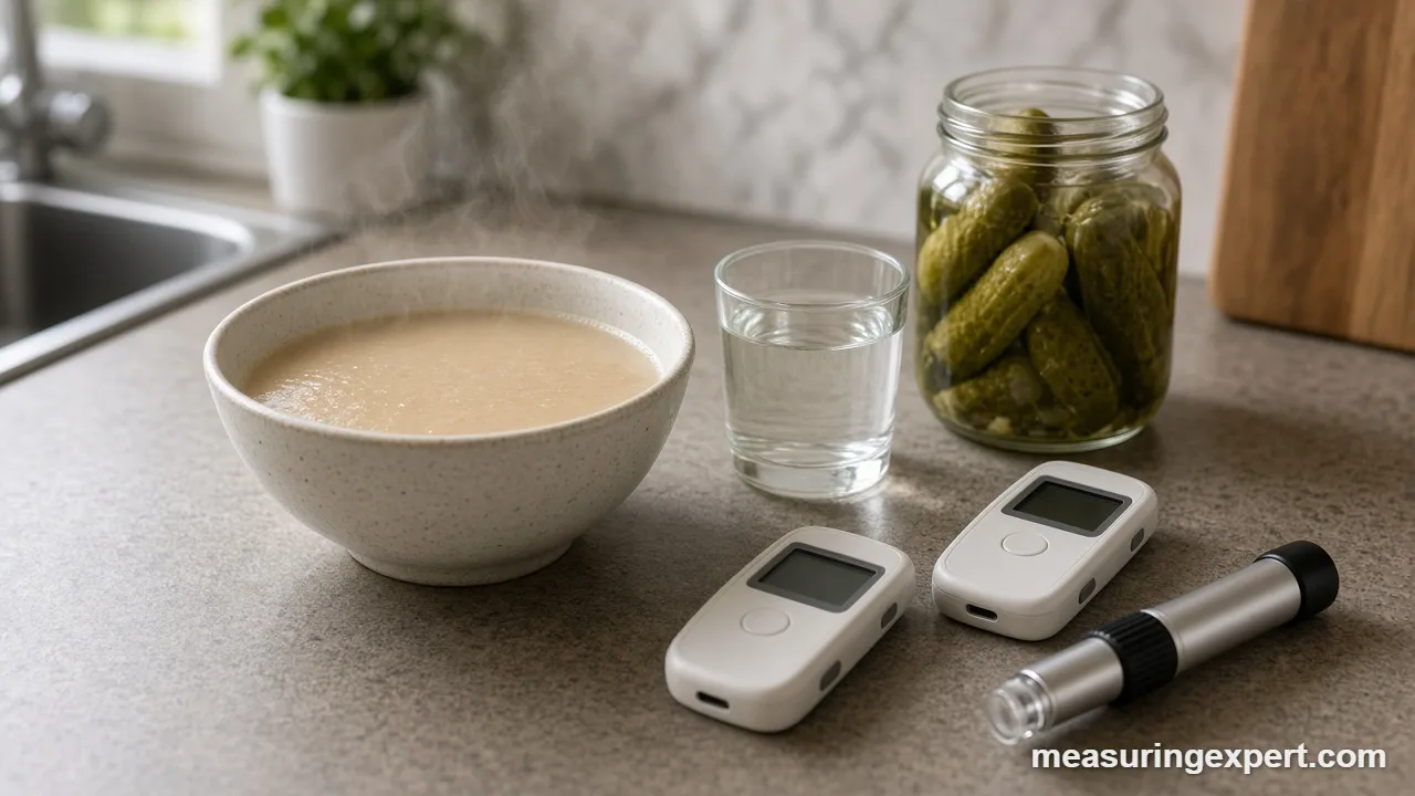 Best digital salt tester types on a kitchen counter with soup and brine