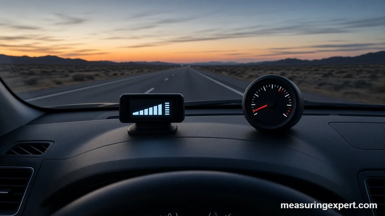 Best GPS speedometer head-up unit on a dashboard facing the open road