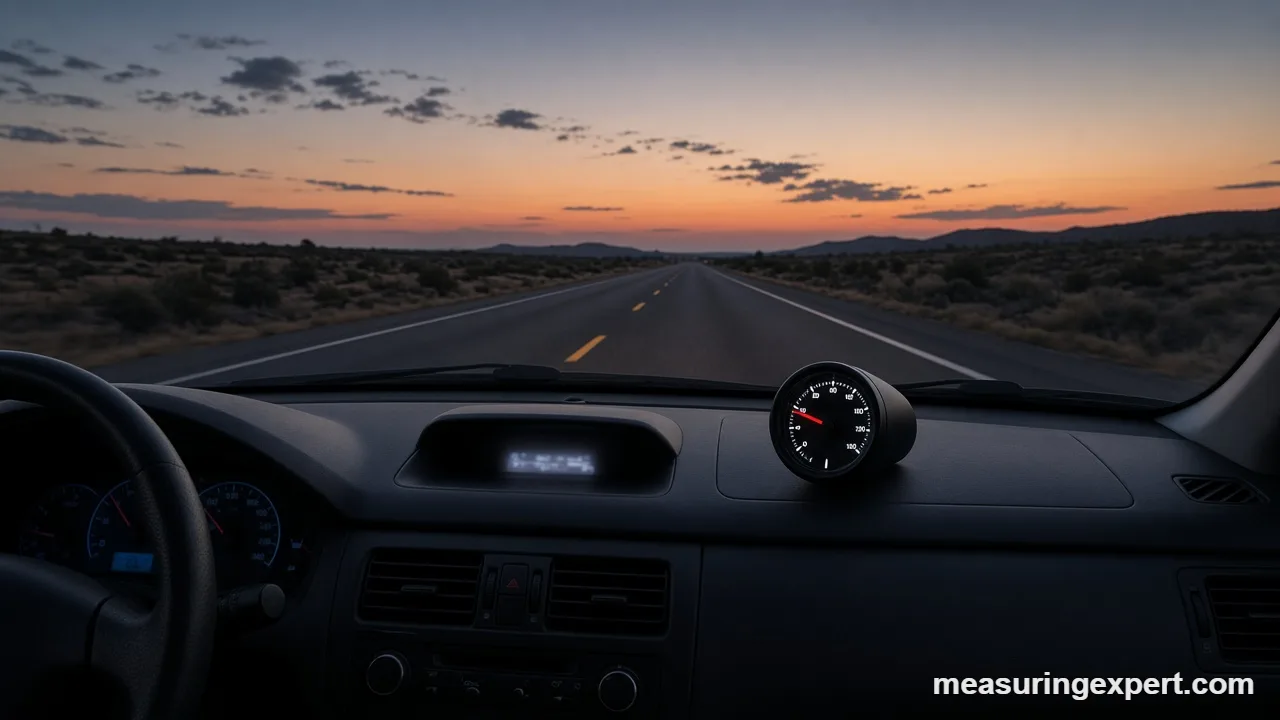 Dash-mounted GPS speed gauge used to check speedometer accuracy