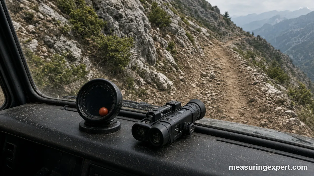 Best incline meter gauge on a vehicle dashboard on a steep trail