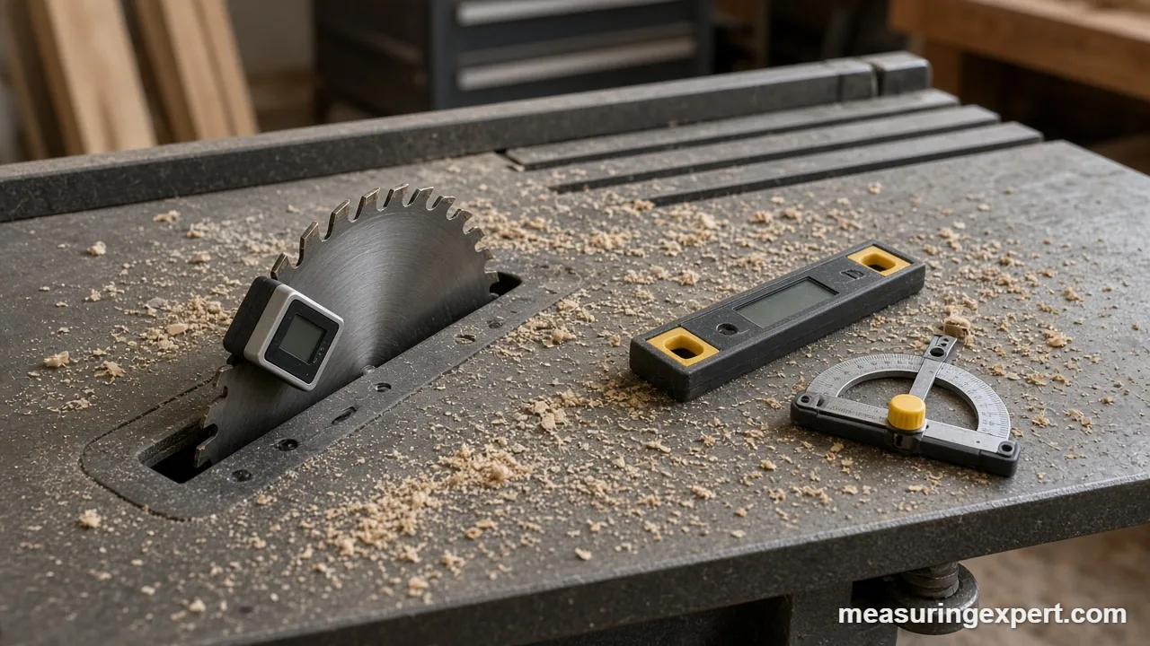 Choosing the best inclinometer: digital angle tools on a workbench