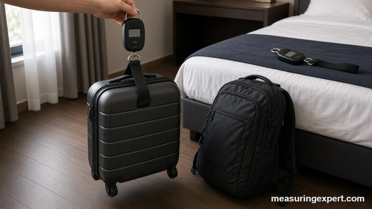 Best luggage scale weighing a packed suitcase before a flight