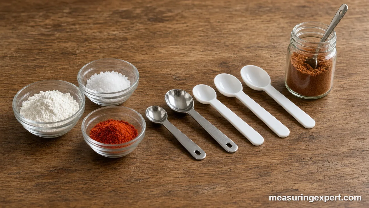 Best measuring spoon set laid out by size on a kitchen counter