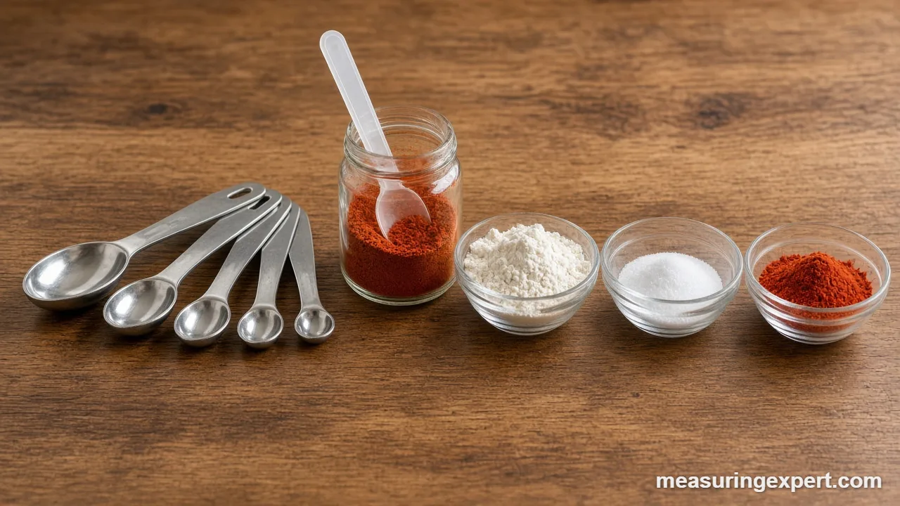 Leveling flour in a spoon from the best measuring spoon set