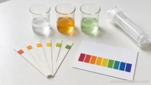 Best pH test strips laid out beside beakers of water samples