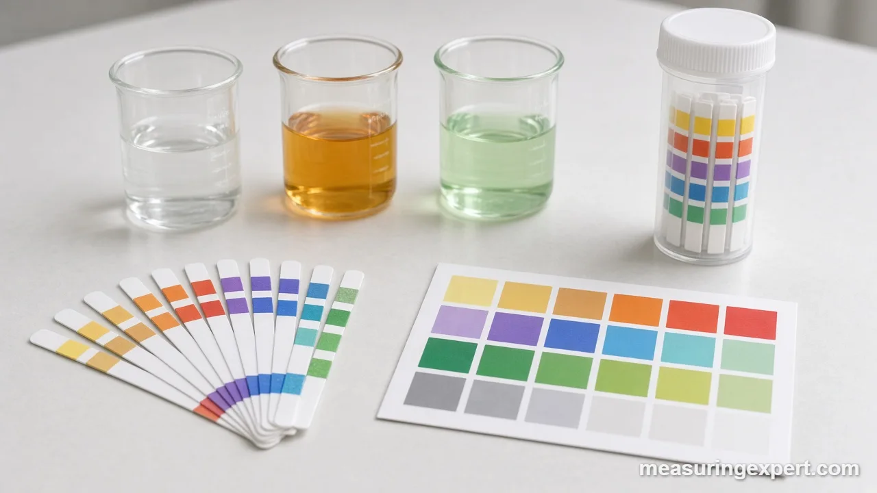 Best pH test strips with a color chart on a lab bench