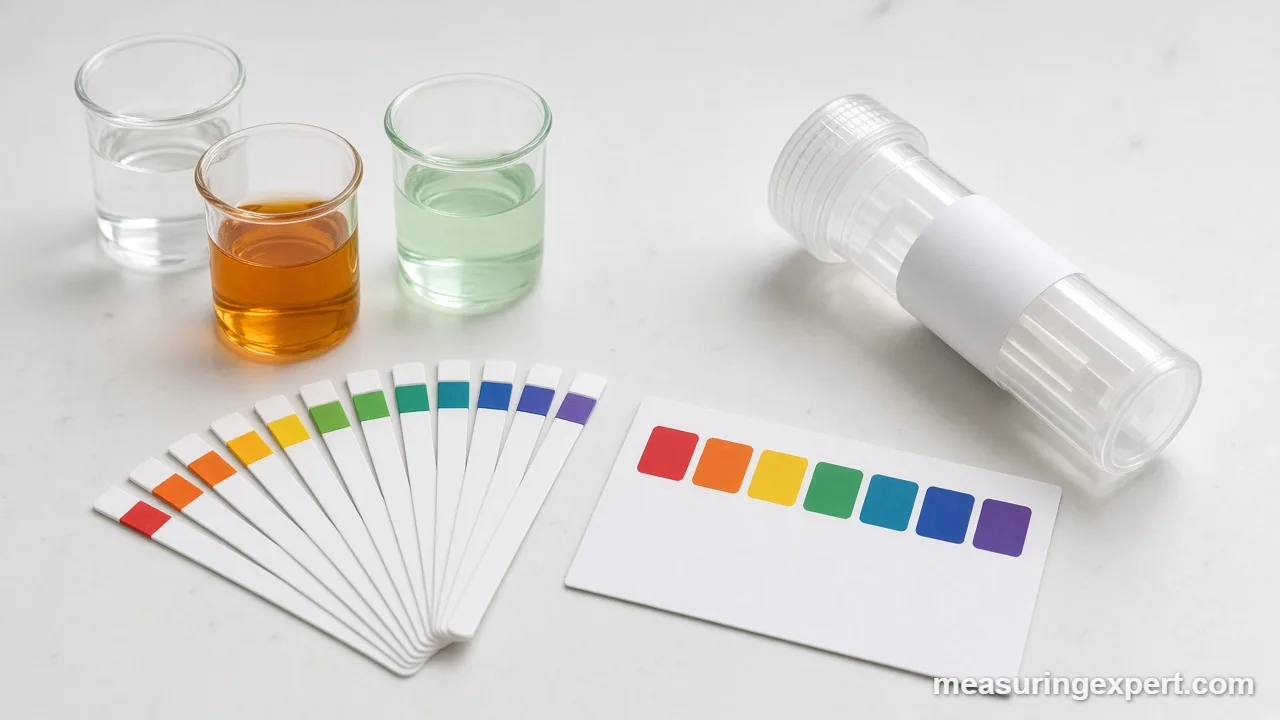 Best pH test strips with beakers of sample liquids for comparison