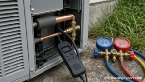 Best refrigerant leak detector probe near the copper lines of an outdoor AC unit