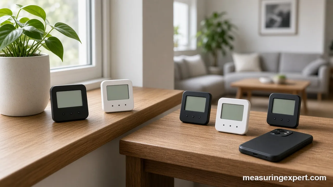 Best smart thermometer specs explained with a digital hygrometer in a living room