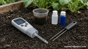 Best soil pH meter options on garden soil in a raised bed
