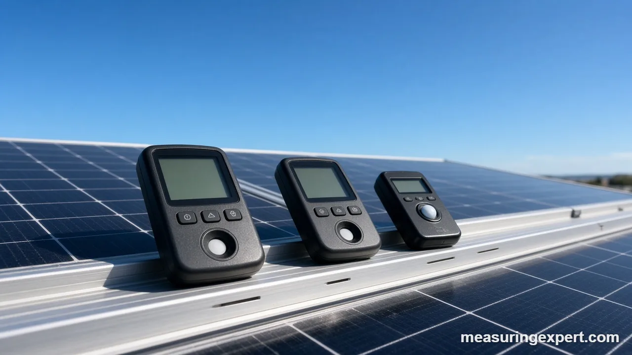 Best solar radiation meter on a rooftop solar panel in bright sun