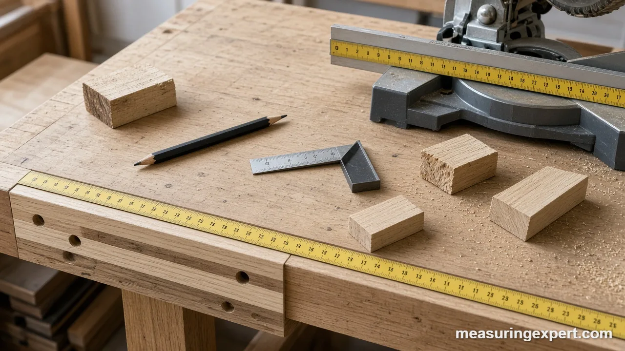 Best tape ruler scale on a workbench edge next to a square