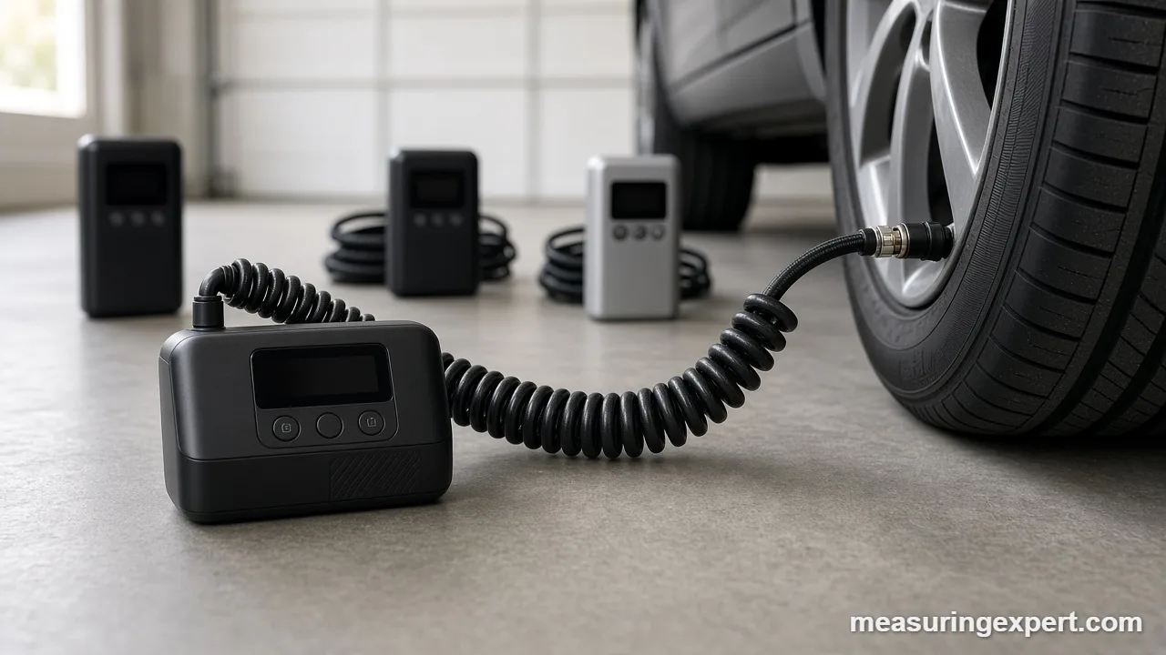 Best tire inflator connected to a car tire valve stem