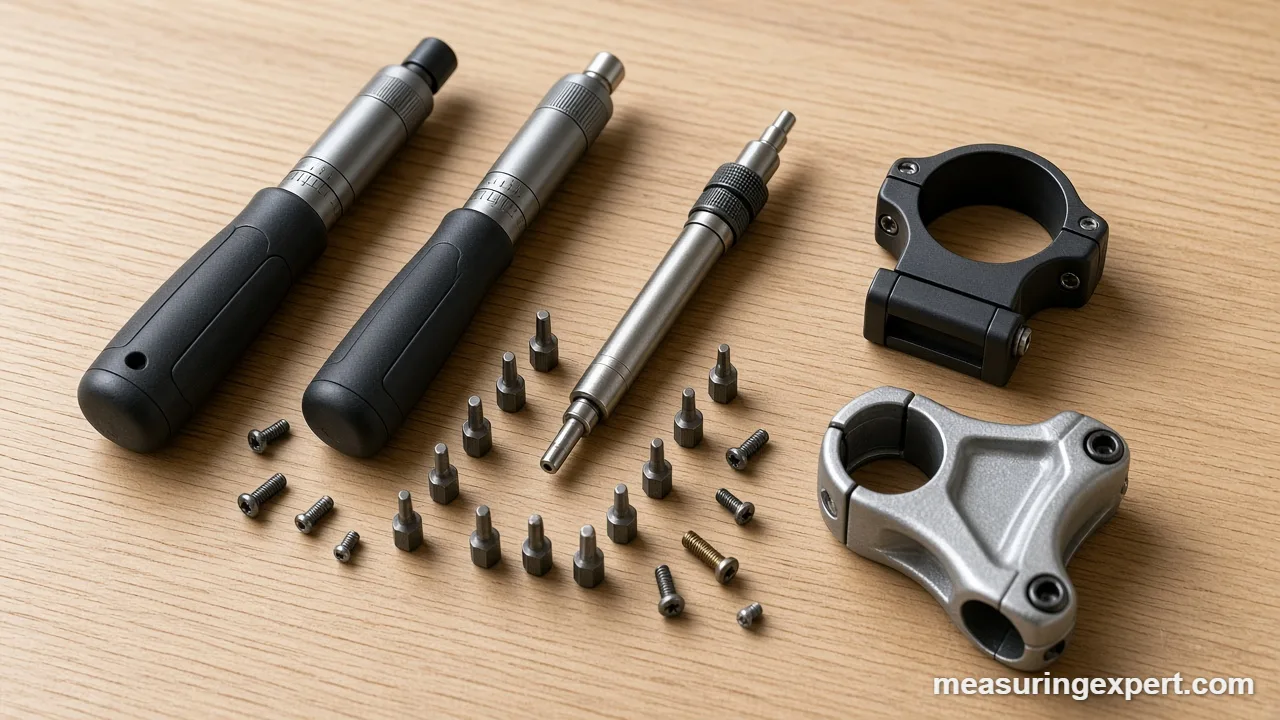 Best torque screwdriver options laid out on a workbench with bits