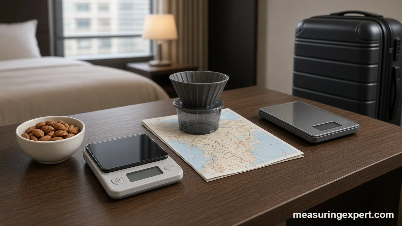 Best travel pocket scale weighing a snack portion on a desk