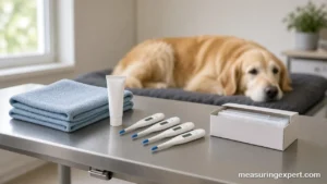 Best veterinary thermometer options laid out on a vet exam table