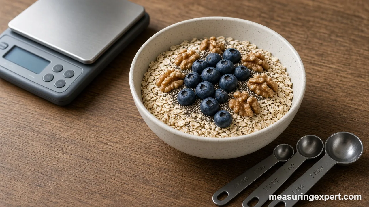 Oats, blueberries and walnuts for brain-boosting recipes in a bowl