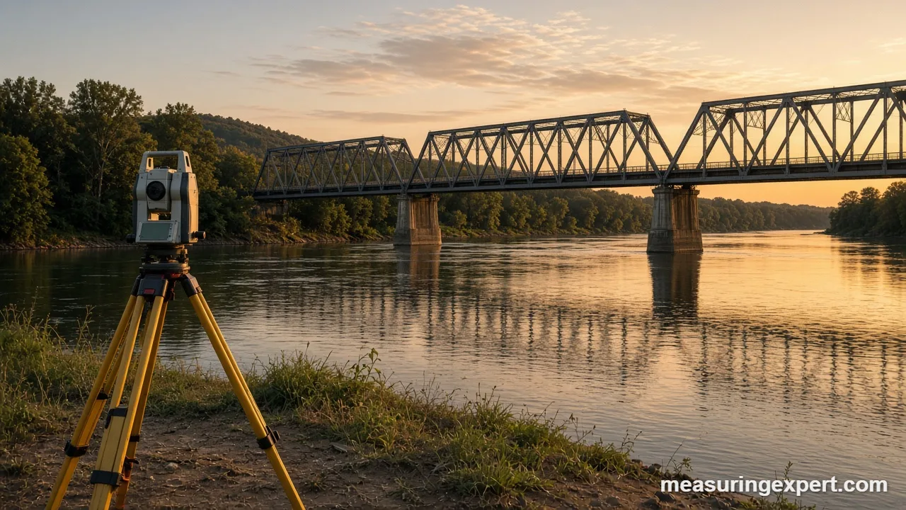 Steel truss bridge showing the angles used in bridge angle measurement