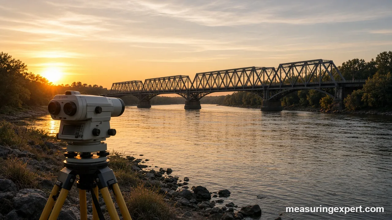 Surveying tripod and instrument set up for bridge angle measurement