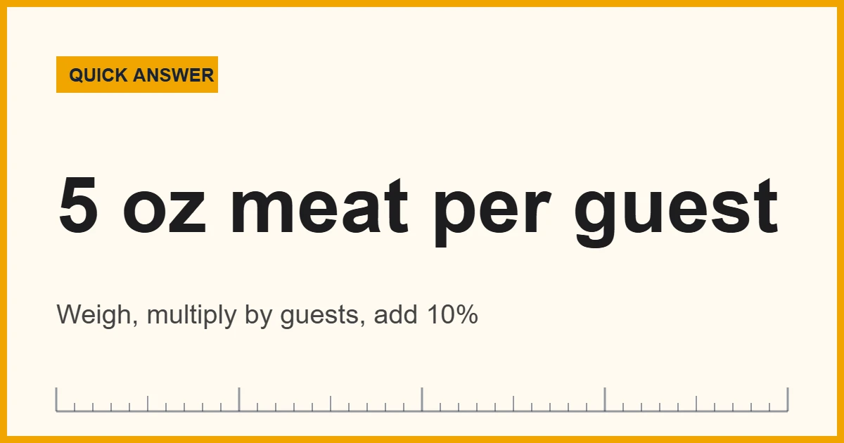 Chart to measure ingredients for buffet portions per guest