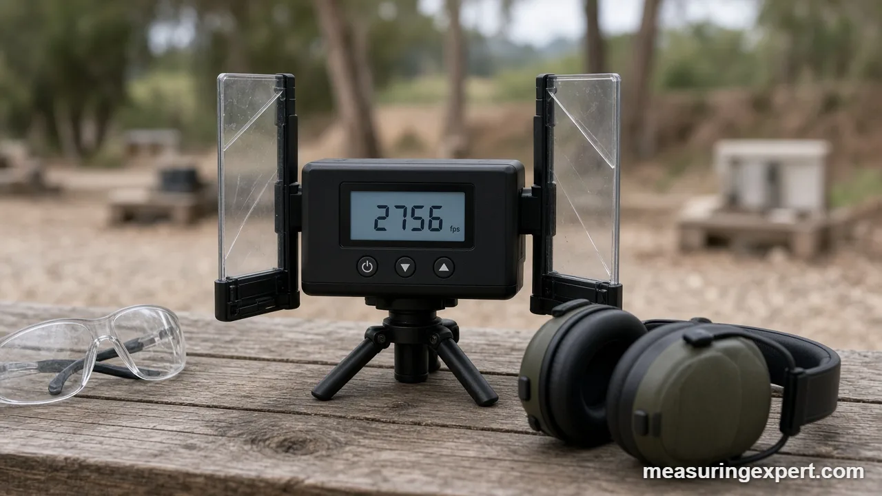 Chronograph sky screens measuring how fast a bullet travels