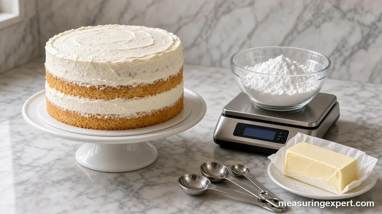 Cake decorating measurements start with weighing butter and powdered sugar