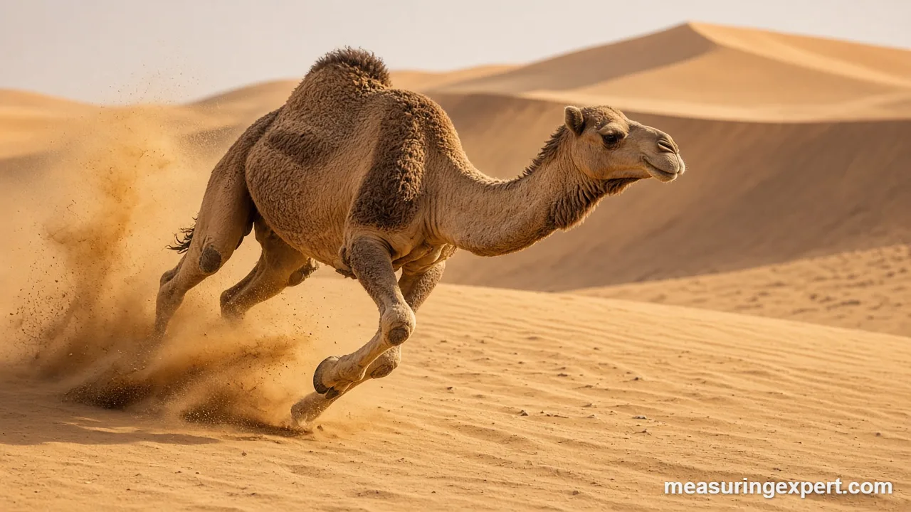 Dromedary camel run at full speed