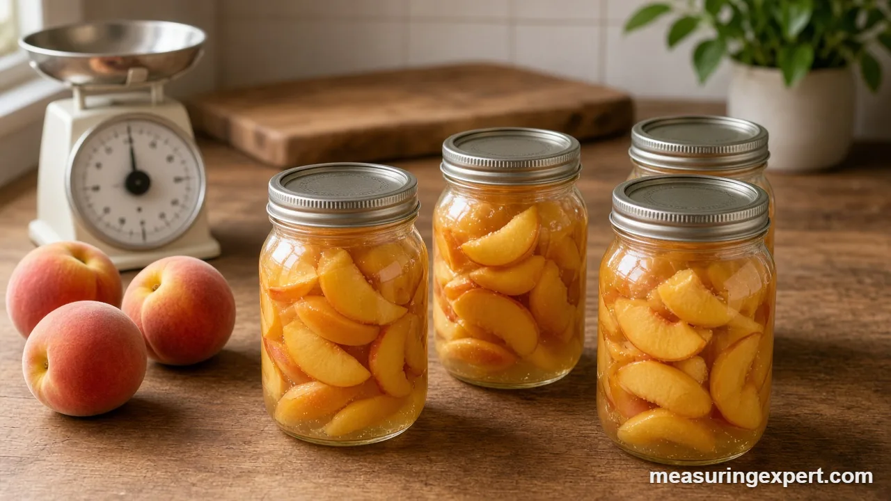 Glass jars of sliced peaches used for canning fruits
